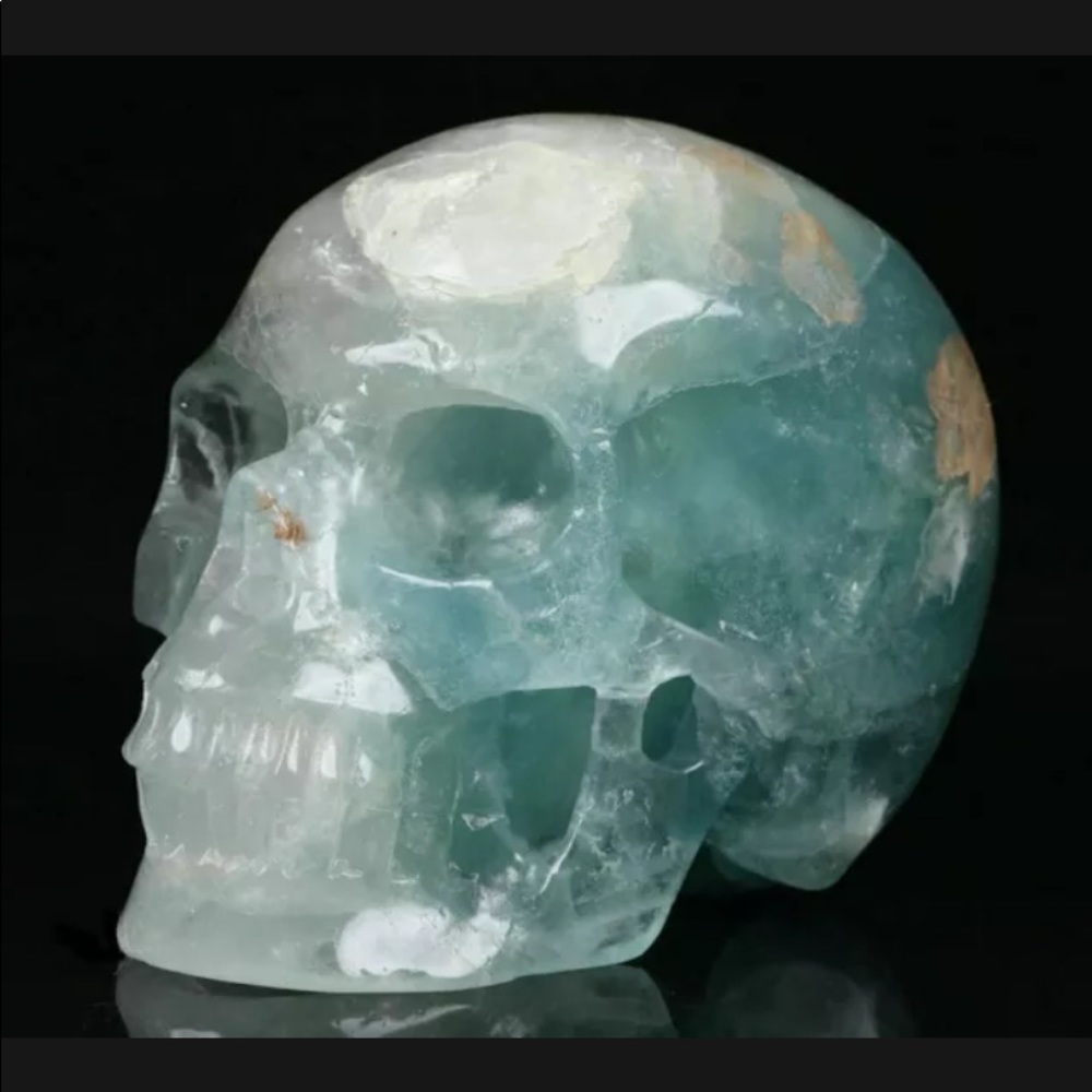 4.0" Fluorite Carved Crystal Skull, Realistic